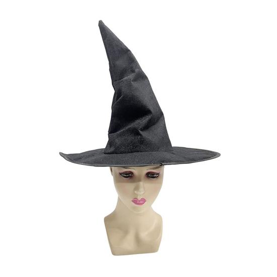 Velvet Witch Hat Sharp Corner Design Iron Wire Brim Role-Playing Themed Party Hat Halloween Costume Accessories