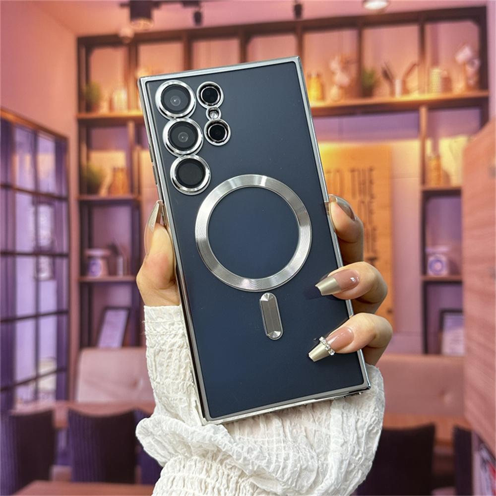 Husă Magnetică Magsafe de Lux cu Placare Moale din Silicon pentru Samsung S24 S23 S22 S21 S20 Ultra Plus FE Note20 A15 A05S A55 A35 5G
