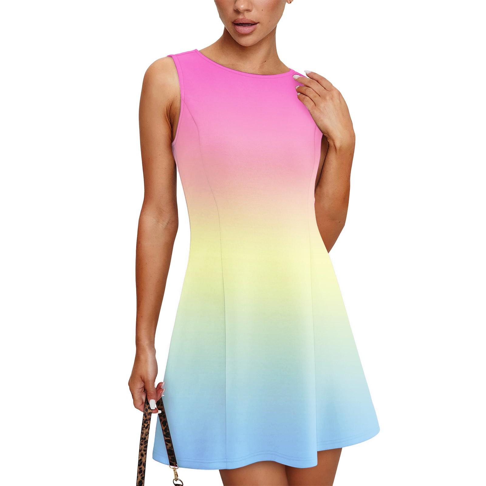 

Женское модное повседневное платье без рукавов с круглым вырезом и принтом Платье без рукавов с круглым вырезом XL жёлтый