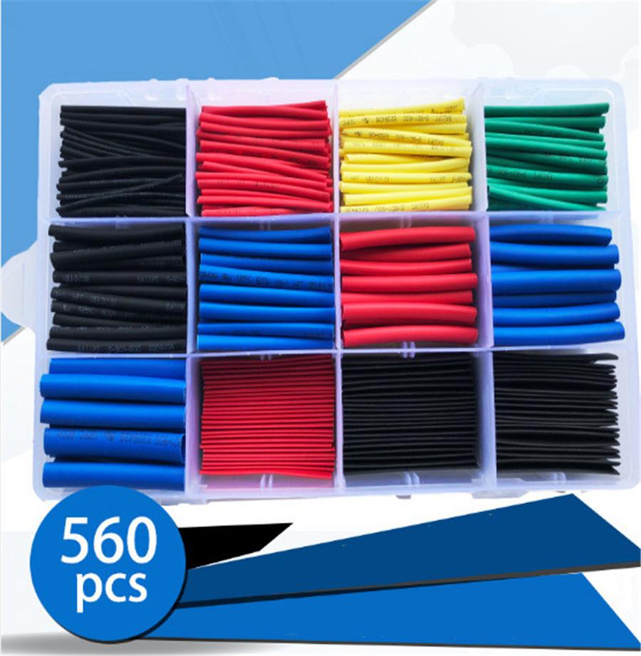 560Pcs Cable Heat Shrink Tubing Sleeve Electrical Wire Wrap Tube 2:1 Assortments