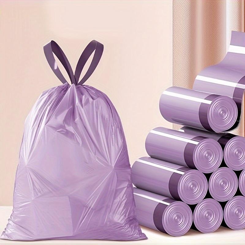 100 Sacs Poubelles Parfumé Portables à Cordon de Serrage Ménage, Fête et Réunion Sacs Poubelles Mauves