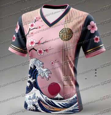 New summer 3D printed Japanese football training men's and women's sports short-sleeved casual V-neck children's T-shirt top