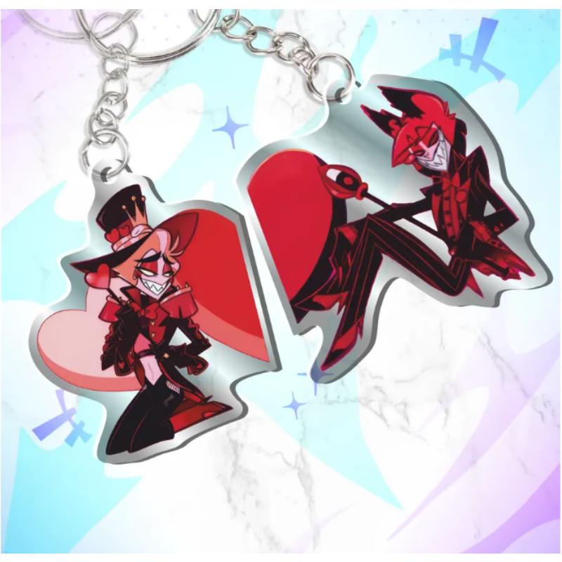 Acrylic Key Buckle for Alastor Lucifer Charlie Vox Adam The Exorcist Anime Cartoons Acrylic Key Chain Student Backpack Pendant