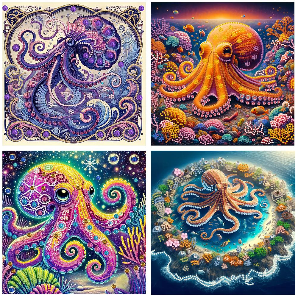 4pcs Partial Drill Special Shape Diamond Painting Kits 30x30cm Crystal Rhinestone Paintings for Home Wall Decor