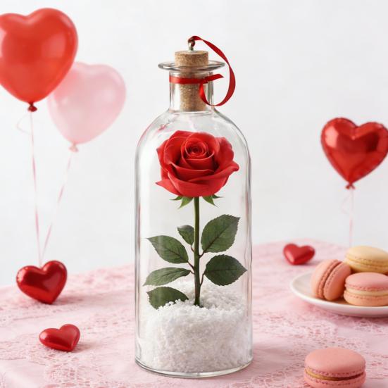 1/2/3 Bucăți Ornament Trandafir cu Voce Înregistrabilă cu Redare Dop Sticlă Transparentă Sticlă Mesaj Vocal cu Trandafir în Interior Decorațiune Festival Suvenir de Sărbătoare Cadou