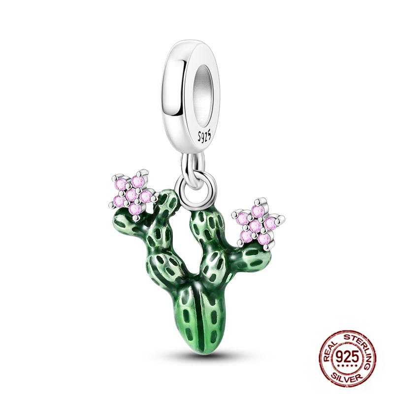 92 Styles Original Copper Green Series Cactus Avocado Clover Charms Bracelet Pendant Diy Clip Beads Women'S Jewelry
