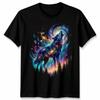 Galaxy Wolf Heulend Fantasietiere Herren T-Shirt Unisex S Oberteil Vintage Lässig Unisex Dehnbar Mode Atmungsaktiv