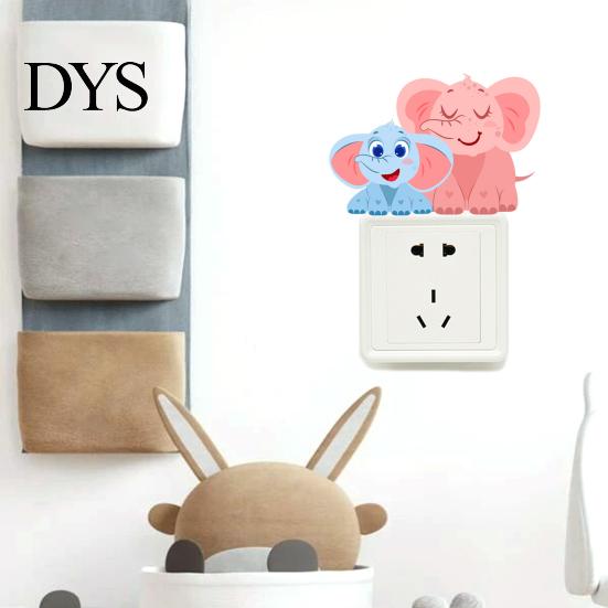 Decorative Party Scene Accents Cute Elephant Switch Sticker, PVC Waterproof Light Decal, Protective Cover for Safe Electrical Surround Stickers