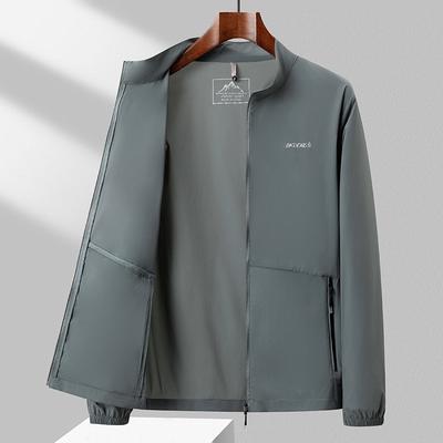 Summer New Long-sleeved Ice Silk Jinmin Outdoor Sun Protection Jacket for Men's Skin Clothes Quick-drying Stand Collar Thin Jacket