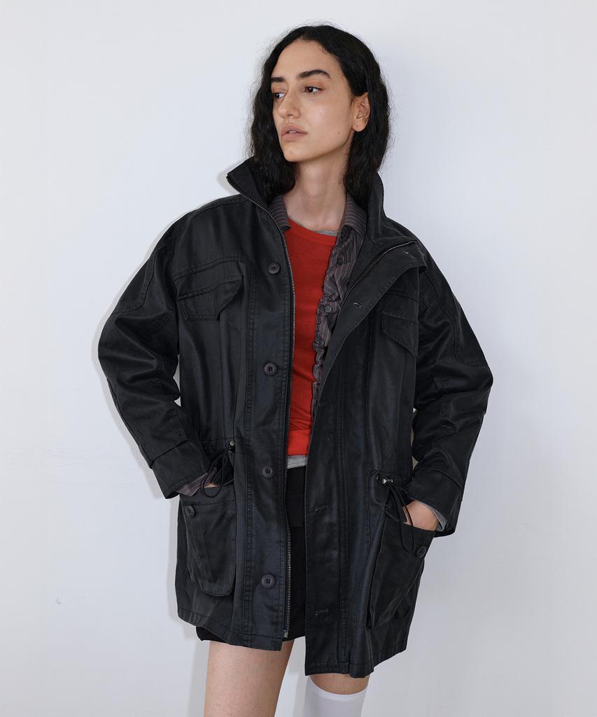UUNE SCENE Vintage Washed Half Jacket_Black