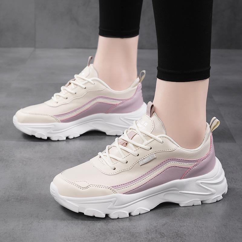 2021 Women's Large Size Comfortable Leather Casual Shoes with Elevated Thick Sole