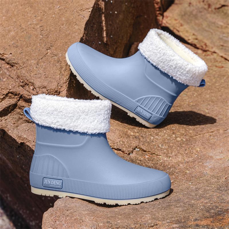 British Mountain Wading Rain Shoes Fashion Women's Rain Boots Thickened Waterproof Shoes Non-slip Flat Women's Water Shoes Thermal Cover Rubber Shoes