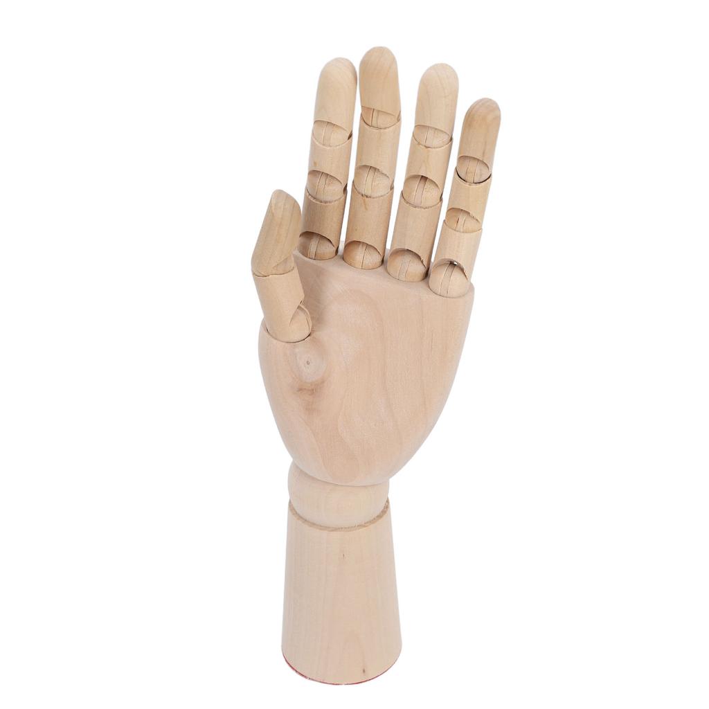 11.8in Wood Hand Model Non Slip Flexible Wooden Manikin Hand for Jewelry Display Sketch Painting