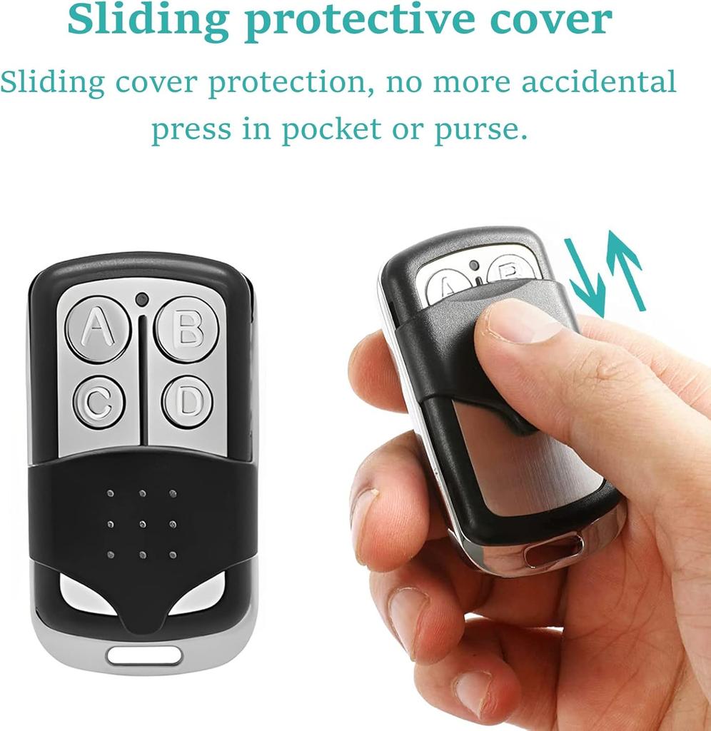 Universal Garage Door Opener Remote 4 Channels RF433MHz Remote Control Keychain Clone Fixed Learn Rolling Code
