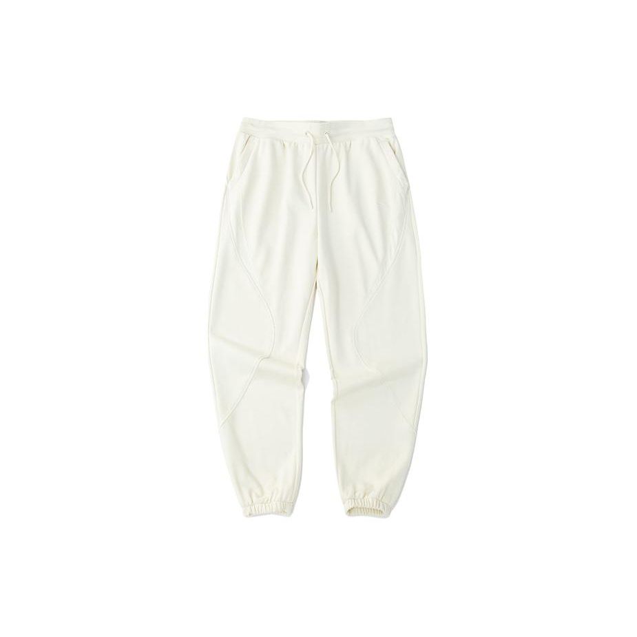 

Anta Training Series Solid Color High Waist Straight Leg Drawstring Cuffed Sports Pants Women pants White 162247305-3 XXL