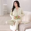 Pajamas Women'S Pure Cotton Long-Sleeved Cardigan Can Be Worn Outside With Chest Pads Loungewear Set