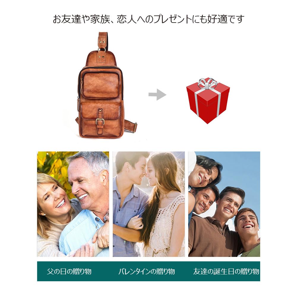 Whatna Antik-Stil Gegerbtes Natur-Rindsleder Umhängetasche Ein-Schulter-Tasche für Herren, Reversibler Riemen links oder rechts, Echtes Leder, Dick,