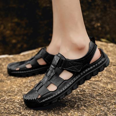 Herrensandalen im Vintage-Stil Outdoor Leder Herren Sommerschuhe Neu Größe Herrensandalen Mode Schnelltrocknend Watschuhe Aquaschuhe Strand Flach