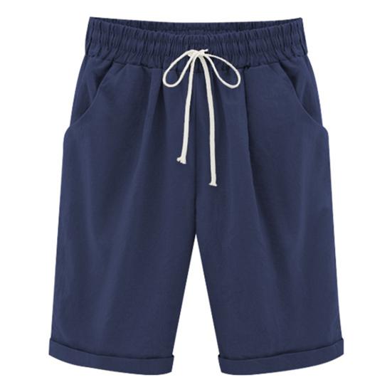 Pantaloncini estivi da donna con coulisse Vita elastica Lunghezza al ginocchio Gamba larga Tasche laterali larghe Pantaloni corti da donna casual in puro colore taglie forti