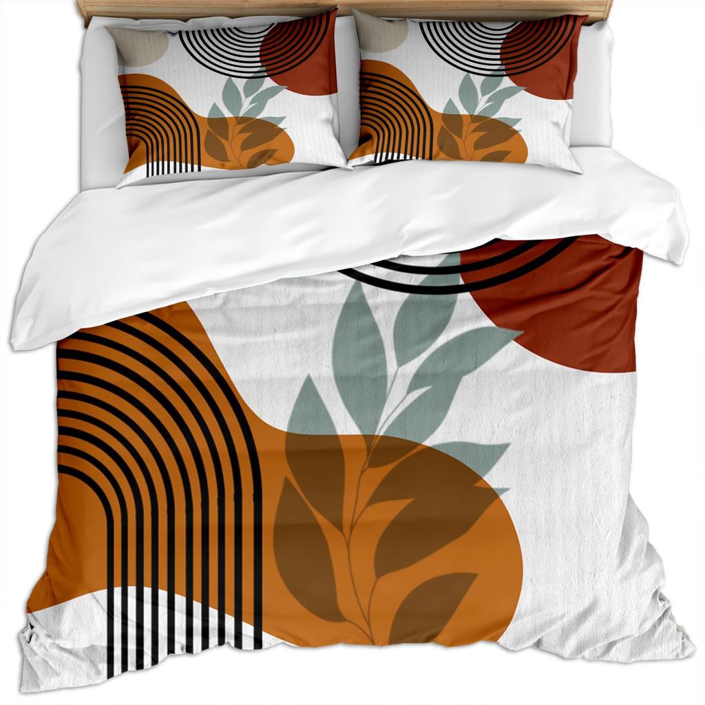 Mid Century Modern Påslakan Set King Abstrakt Geometriska Balansformer Regnbåge Sol Cirklar Boho Täcke Överdrag Sängkläder Set
