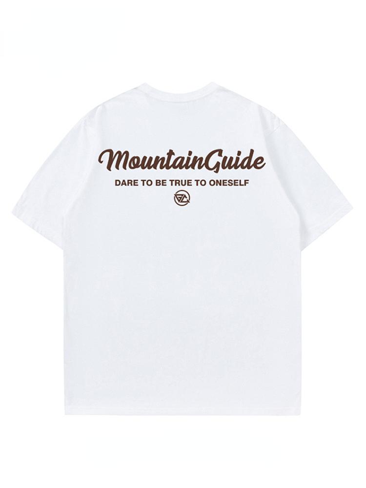 Summer Fashion Heavyweight Retro Men's English Letters 100% Cotton Printed Round Neck High-quality Casual Fitness Street T-shirt