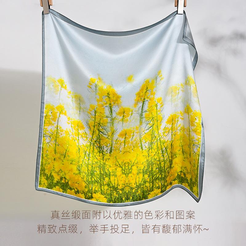 2025 spring new silk scarf women s mulberry silk silk scarf versatile high-end shawl neck protection silk scarf high-end sense 60-80cm