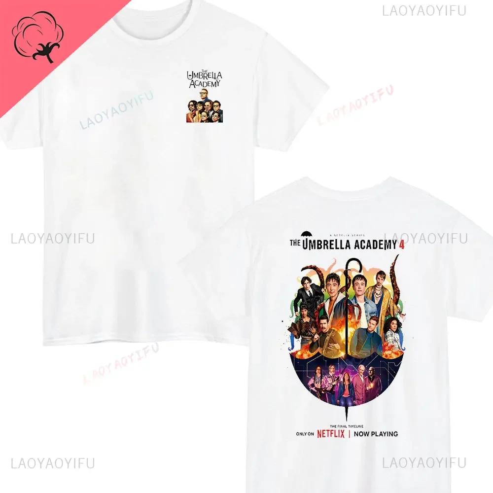 Retro The Umbrella Academy Double Sided Printed Cotton Tshirt Leisure Classic TShirts NoveltyShirt Loose Unique Tops