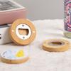 5pcs Magnetic Beer Opener Round Fridge Magnet Creative Bamboo Blank Bottle Opener  Guests
