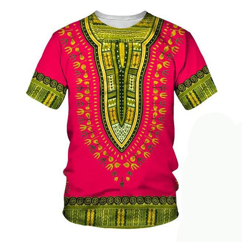 Sommer Afrikanische Dashiki T-Shirts Vintage 3D Druck Damen Herren Rundhals Kurzarm T-Shirt Tees Harajuku Y2K Top Unisex Kleidung
