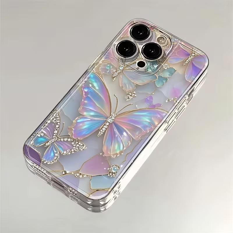 Dreamy Butterfly Pattern Clear Phone Case For iPhone 17 16 15 14 Pro Max 13 12 11 XS X XR 7 8 Plus 16e 17 Air Cute Soft Cover