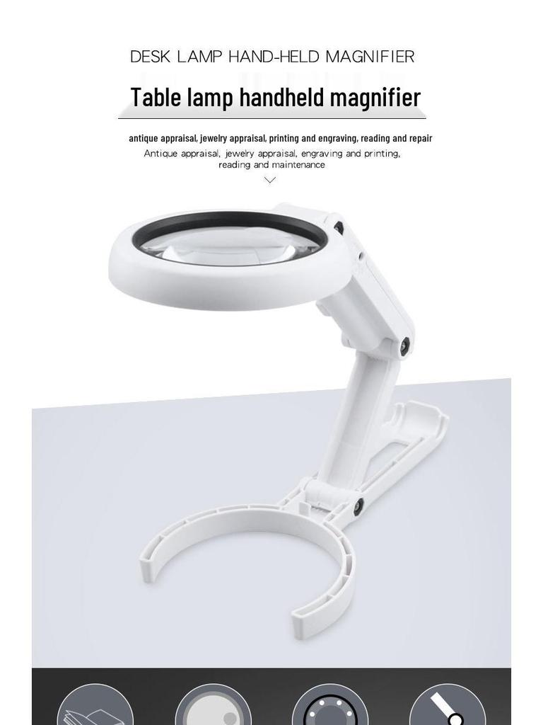 Faltbare LED-Lupe, 11x & 5x, Handheld/Tisch für Lesen, Reparatur und Schmuckbegutachtung