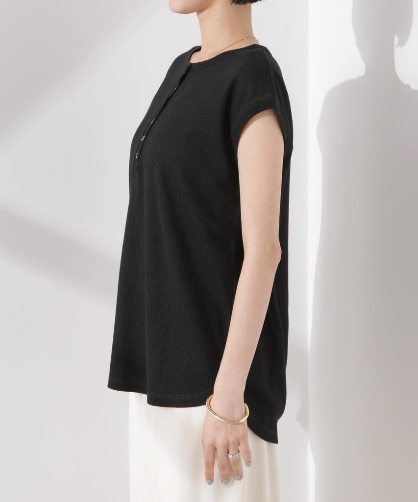 Nano Universe Women's Waffle Henley Sleeveless Top, Oatmeal, Size F 033, 673-5124311