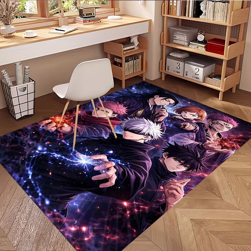 Jujutsu Kaisen Print Rug, Washable Floor Carpet, For Entryway Dorm Laundry Room Office Study, Home Decor Birthday Christmas Gift
