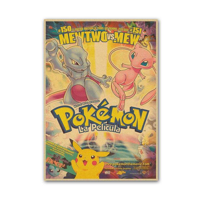 Vintage Pokemon Pikachu Squirtle Bulbasaur Poster Print Anime Canvas Painting Mural Children Bedroom Home Wall Art Decoration