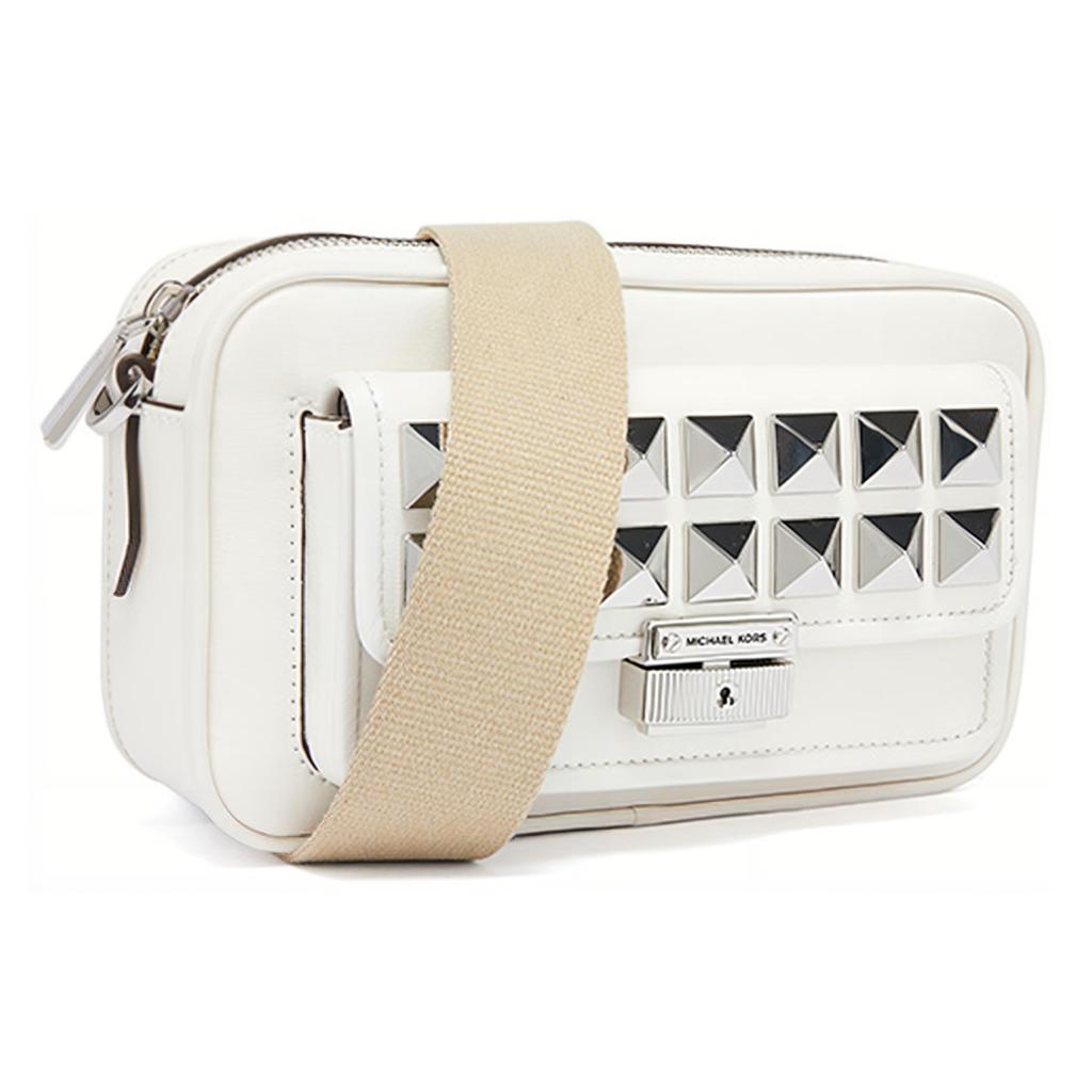 New MICHAEL KORS Bradshaw Leather Camera Bags Crossbody Bags Shoulder Bags Women's White 32H1S2BC2T-OPTIC-WHITE
