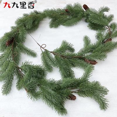 American Christmas Decoration Soft Glue Pine Needles Cypress Pine Leaves Pine Cones Simulation Rattan Wall Hanging