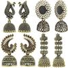 Fashion Latest Traditional Oxidized Silver and Antique Golden Base Metal Dangle and Drop (COMBOs of 4) Jhumki Earrings for Women & Girls