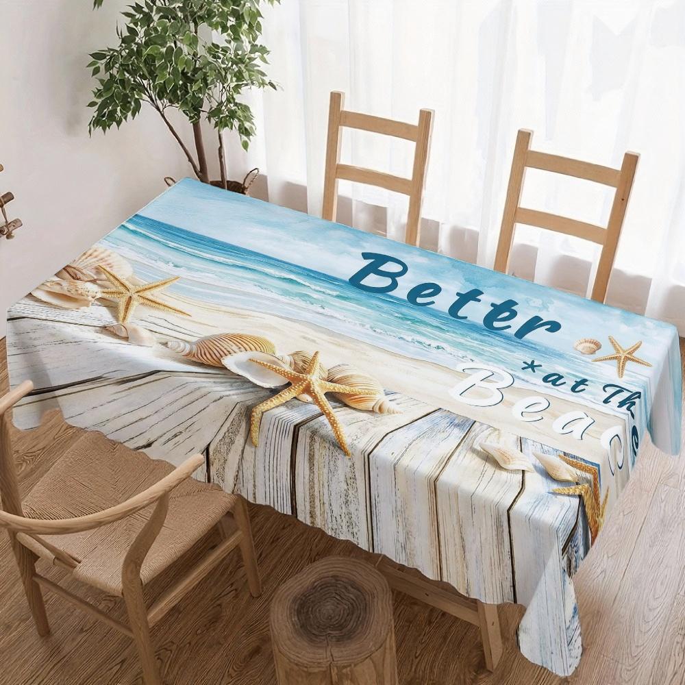 Rechthoekige Tafelkleed Strandtafereel voor Tafeldecoratie Keuken Eetkamer Waterdicht Herbruikbaar Tafelkleed voor Tafel Bruiloften Feestdagen 140x180cm