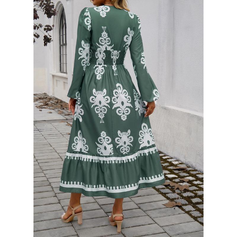 Women's Dresses Elegant Printed V Neck A-line Dresses