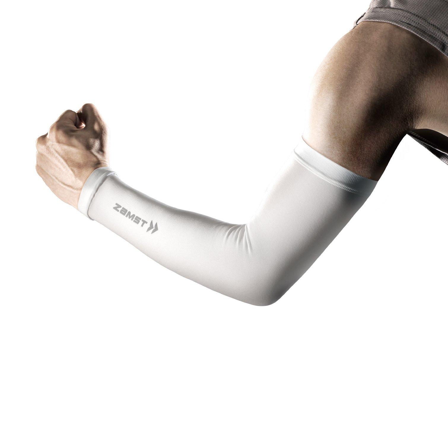 ZAMST Compression Arm Sleeves for Running Size L White 385813 (Pair)