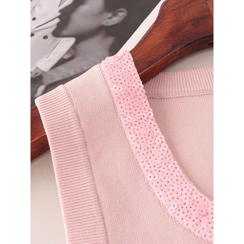 Thailand Fashion Brand Gao Ding Sequin U-Collar Slim-Fitting Suspenders Vest Export Summer Sleeveless Small Top