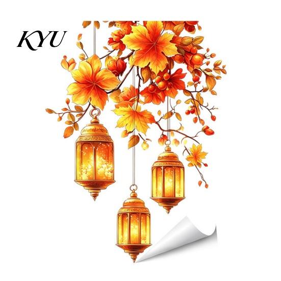 Autumn Theme Party Supplies Fall Thanksgiving Static Window Clings, Pumpkin Maple Leaf Floral Glass Reusable Stickers Decals, Removable Harvest Season
