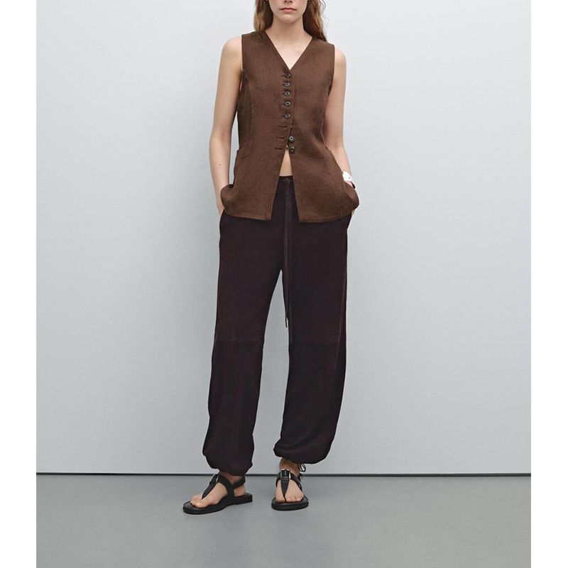 MD Spring and Summer Women's Clothing Linen Blend Young High JGG Ol Commute Style Long Suit Vest 6748966