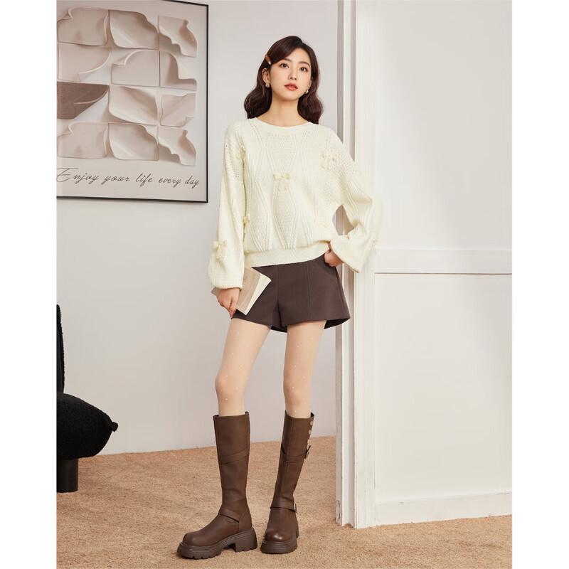 IEF Versatile Round Neck Knit Top