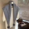 Women S Warm Knit Triangle Scarf With Pom Pom Korean Style Versatile Fashion Scarf