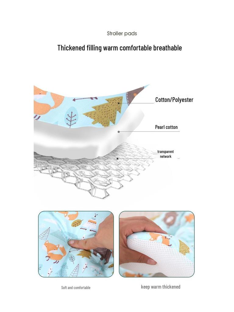 Soft Breathable Baby Stroller Seat Cushion, Washable Cotton Pad for Stroller or High Chair