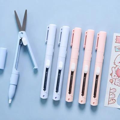 Forbici e taglierino per carta Penna a forma di intaglio Taglierina per carta portatile tascabile per Bullet Journal Journaling Crafting