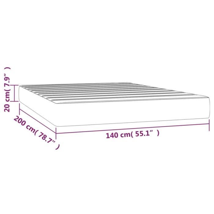 347798 vidaXL Matelas de lit à ressorts ensachés Taupe 140x200 cm epaisseur 20 cm Tissu