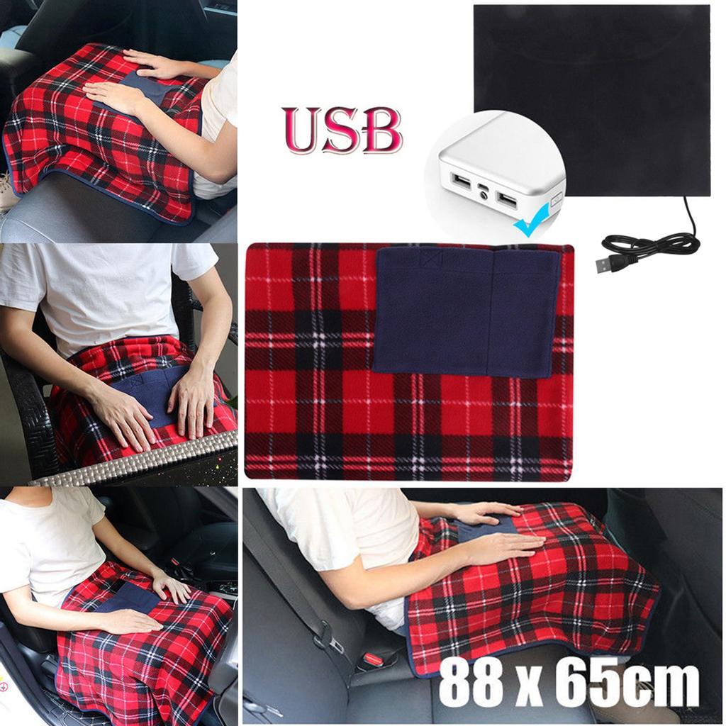 Ramidos Portable 5V USB Electric Heated Car Office Use Winter Warm Blanket Cover Heater