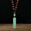 Vintage Dongling Jade Pillar Necklace Crystal Pendant Mahogany Sweater Chain Women's Simple Pendant Cotton and Linen Accessories